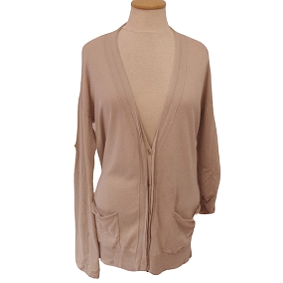 Ann Taylor Cotton Blend Roll Up Sleeve Boyfriend Cardigan- Sz. Sm - Picture 1 of 4